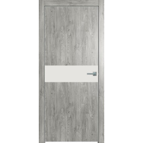 Дверь межкомнатная Future-707 ПВХ Дуб винчестер серый, белоснежно матовый, глухая, кромка алюминиевая матовый хром, каркасно-щитовая