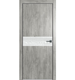 Дверь межкомнатная Future-707 ПВХ, Дуб винчестер серый, глухая, кромка алюминиевая черная матовая, каркасно-щитовая