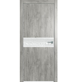 Дверь межкомнатная Future-707 ПВХ, Дуб винчестер серый, глухая, кромка алюминиевая матовый хром, каркасно-щитовая