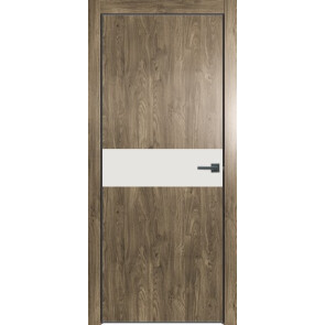 Дверь межкомнатная Future-707 ПВХ Дуб Винчестер трюфель, белоснежно матовый, глухая, кромка алюминиевая черная матовая, каркасно-щитовая