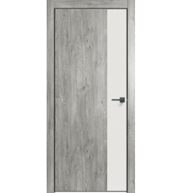 Дверь межкомнатная Future-708 ПВХ, Дуб винчестер серый, глухая, кромка алюминиевая черная матовая, каркасно-щитовая