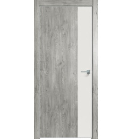 Дверь межкомнатная Future-708 ПВХ, Дуб винчестер серый, глухая, кромка алюминиевая матовый хром, каркасно-щитовая