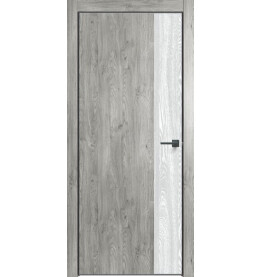 Дверь межкомнатная Future-708 ПВХ, Дуб винчестер серый, глухая, кромка алюминиевая черная матовая, каркасно-щитовая
