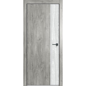 Дверь межкомнатная Future-708 ПВХ Дуб винчестер серый, дуб патина серый, глухая, кромка алюминиевая черная матовая, каркасно-щитовая