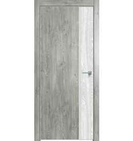 Дверь межкомнатная Future-708 ПВХ, Дуб винчестер серый, глухая, кромка алюминиевая матовый хром, каркасно-щитовая