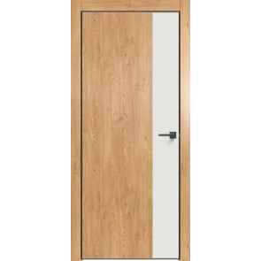 Дверь межкомнатная Future-708 ПВХ Дуб Винчестер светлый, белоснежно матовый, глухая, кромка алюминиевая черная матовая, каркасно-щитовая
