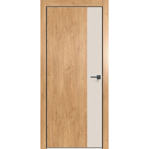 Дверь межкомнатная Future-708 ПВХ Дуб Винчестер светлый, магнолия, глухая, кромка алюминиевая черная матовая, каркасно-щитовая