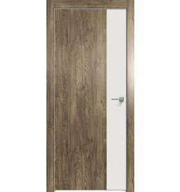 Дверь межкомнатная Future-708 ПВХ, Дуб Винчестер трюфель, глухая, кромка алюминиевая матовый хром, каркасно-щитовая