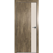 Дверь межкомнатная Future-708 ПВХ, Дуб Винчестер трюфель, глухая, кромка алюминиевая черная матовая, каркасно-щитовая