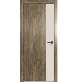 Дверь межкомнатная Future-708 ПВХ, Дуб Винчестер трюфель, глухая, кромка алюминиевая черная матовая, каркасно-щитовая