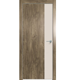 Дверь межкомнатная Future-708 ПВХ, Дуб Винчестер трюфель, глухая, кромка алюминиевая матовый хром, каркасно-щитовая
