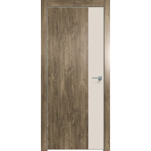 Дверь межкомнатная Future-708 ПВХ Дуб Винчестер трюфель, магнолия, глухая, кромка алюминиевая матовый хром, каркасно-щитовая