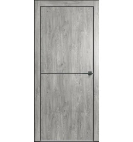 Дверь межкомнатная Future-709 ПВХ, Дуб винчестер серый, глухая, кромка алюминиевая черная матовая, каркасно-щитовая