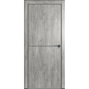 Дверь межкомнатная Future-709 ПВХ Дуб винчестер серый, глухая, кромка алюминиевая черная матовая, каркасно-щитовая