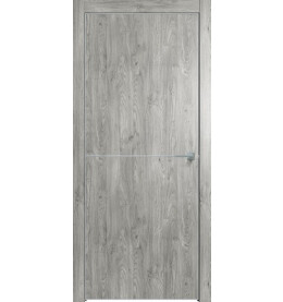 Дверь межкомнатная Future-709 ПВХ, Дуб винчестер серый, глухая, кромка алюминиевая матовый хром, каркасно-щитовая