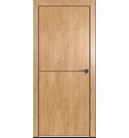 Дверь межкомнатная Future-709 ПВХ, Дуб Винчестер светлый, глухая, кромка алюминиевая черная матовая, каркасно-щитовая