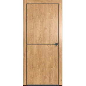 Дверь межкомнатная Future-709 ПВХ Дуб Винчестер светлый, глухая, кромка алюминиевая черная матовая, каркасно-щитовая