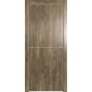 Дверь межкомнатная Future-709 ПВХ Дуб Винчестер трюфель, глухая, кромка алюминиевая матовый хром, каркасно-щитовая