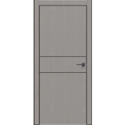 Дверь межкомнатная Future-710 ПВХ Дуб Серена каменно-серый, глухая, кромка алюминиевая черная матовая, каркасно-щитовая