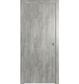 Дверь межкомнатная Future-710 ПВХ, Дуб винчестер серый, глухая, кромка алюминиевая матовый хром, каркасно-щитовая