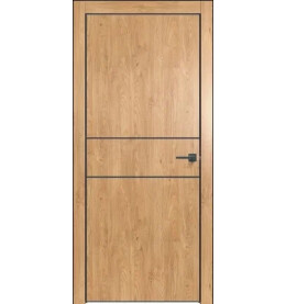 Дверь межкомнатная Future-710 ПВХ, Дуб Винчестер светлый, глухая, кромка алюминиевая черная матовая, каркасно-щитовая