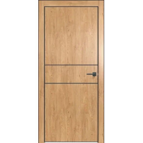 Дверь межкомнатная Future-710 ПВХ Дуб Винчестер светлый, глухая, кромка алюминиевая черная матовая, каркасно-щитовая