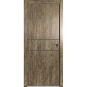 Дверь межкомнатная Future-710 ПВХ Дуб Винчестер трюфель, глухая, кромка алюминиевая черная матовая, каркасно-щитовая