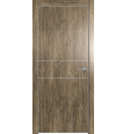 Дверь межкомнатная Future-710 ПВХ, Дуб Винчестер трюфель, глухая, кромка алюминиевая матовый хром, каркасно-щитовая