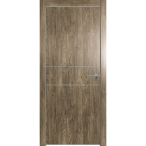 Дверь межкомнатная Future-710 ПВХ Дуб Винчестер трюфель, глухая, кромка алюминиевая матовый хром, каркасно-щитовая