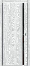 Дверь межкомнатная "Future-711" Дуб патина серый, вставка Лакобель чёрный, кромка-матовый хром