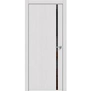 Дверь межкомнатная "Future-711" Дуб Серена светло-серый, вставка Лакобель чёрный, кромка-матовый хром
