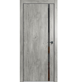 Дверь межкомнатная Future-711 ПВХ, Дуб винчестер серый, глухая, кромка алюминиевая черная матовая, каркасно-щитовая