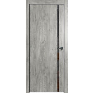 Дверь межкомнатная Future-711 ПВХ, Дуб винчестер серый, глухая, кромка алюминиевая черная матовая, каркасно-щитовая