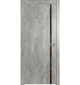 Дверь межкомнатная Future-711 ПВХ, Дуб винчестер серый, глухая, кромка алюминиевая матовый хром, каркасно-щитовая