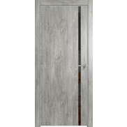 Дверь межкомнатная Future-711 ПВХ Дуб винчестер серый, глухая, декор лакобель чёрный, кромка алюминиевая матовый хром, каркасно-щитовая