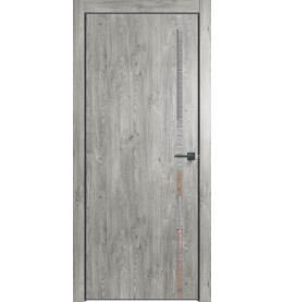 Дверь межкомнатная Future-711 ПВХ, Дуб винчестер серый, глухая, кромка алюминиевая черная матовая, каркасно-щитовая