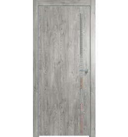 Дверь межкомнатная Future-711 ПВХ, Дуб винчестер серый, глухая, кромка алюминиевая матовый хром, каркасно-щитовая