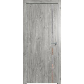 Дверь межкомнатная Future-711 ПВХ Дуб винчестер серый, зеркало, глухая, кромка алюминиевая матовый хром, каркасно-щитовая