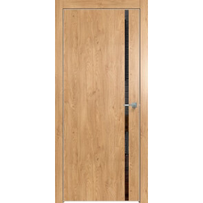 Дверь межкомнатная Future-711 ПВХ Дуб Винчестер светлый, лакобель чёрный, глухая, кромка алюминиевая матовый хром, каркасно-щитовая