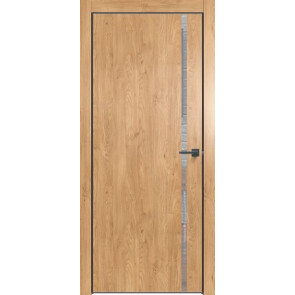 Дверь межкомнатная Future-711 ПВХ Дуб Винчестер светлый, зеркало, глухая, кромка алюминиевая черная матовая, каркасно-щитовая