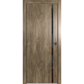 Дверь межкомнатная Future-711 ПВХ Дуб Винчестер трюфель, лакобель чёрный, глухая, кромка алюминиевая черная матовая, каркасно-щитовая