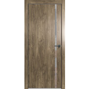 Дверь межкомнатная Future-711 ПВХ Дуб Винчестер трюфель, глухая, декор зеркало, кромка алюминиевая черная матовая, каркасно-щитовая