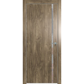 Дверь межкомнатная Future-711 ПВХ Дуб Винчестер трюфель, зеркало, глухая, кромка алюминиевая матовый хром, каркасно-щитовая