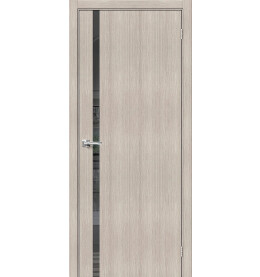 Дверь межкомнатная Браво-1.55 Экошпон, Cappuccino Melinga, остекленная, mirox grey, каркасно-щитовая