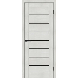 Дверь межкомнатная Браво-22 Экошпон Bianco melinga, остекленная, black shine, кромка нет, царговая