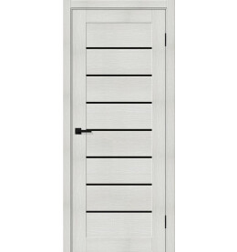 Дверь межкомнатная Браво-22 Экошпон, Bianco melinga, остекленная, black shine, царговая