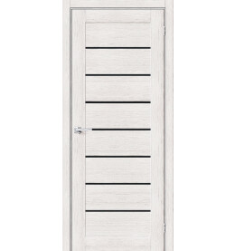 Дверь межкомнатная Браво-22 Экошпон, Bianco Veralinga, остекленная, black star, царговая