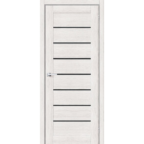 Дверь межкомнатная Браво-22 Экошпон Bianco Veralinga, остекленная, black star, царговая