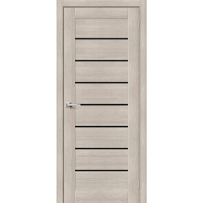 Дверь межкомнатная Браво-22 Экошпон, Cappuccino Melinga, остекленная, black star, царговая