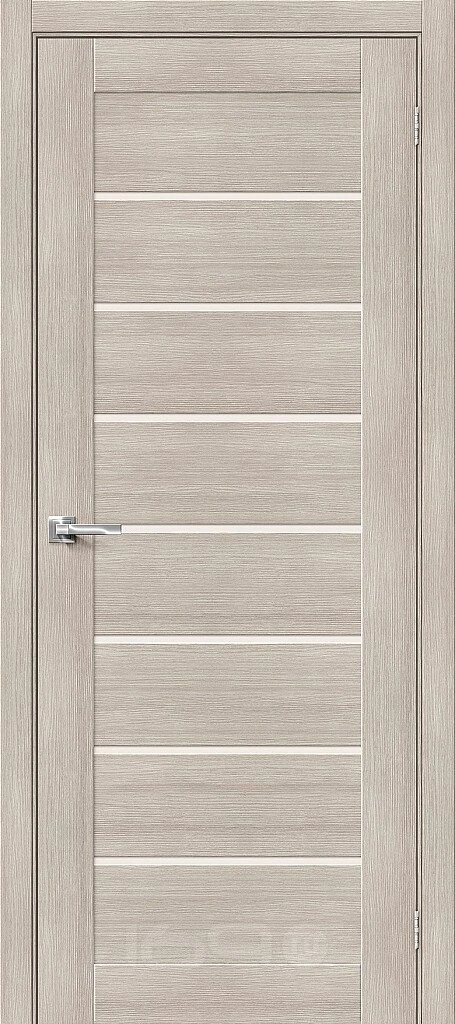 ДверьмежкомнатнаяБраво-22ЭкошпонCappuccinoMelinga,остекленная,magicfog,кромканет,царговая